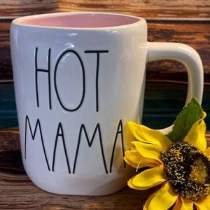 Rae Dunn Hot Mama Coffee Tea Mug Pink interior